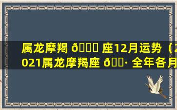 属龙摩羯 🐕 座12月运势（2021属龙摩羯座 🌷 全年各月运势）